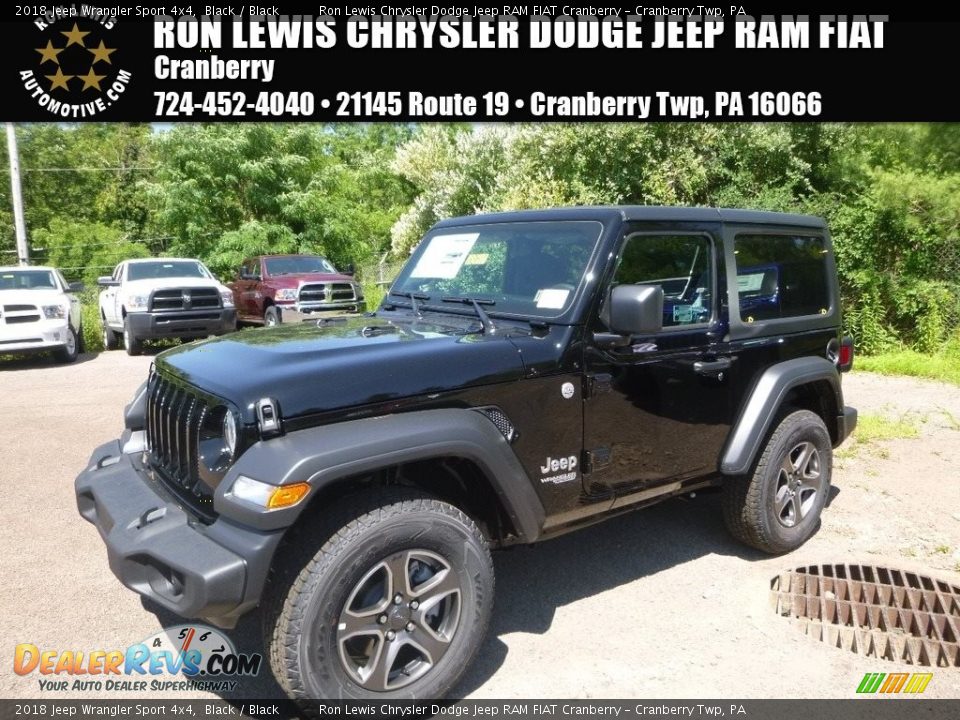2018 Jeep Wrangler Sport 4x4 Black / Black Photo #1
