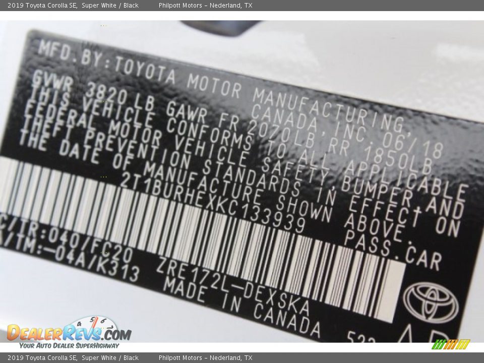 2019 Toyota Corolla SE Super White / Black Photo #32