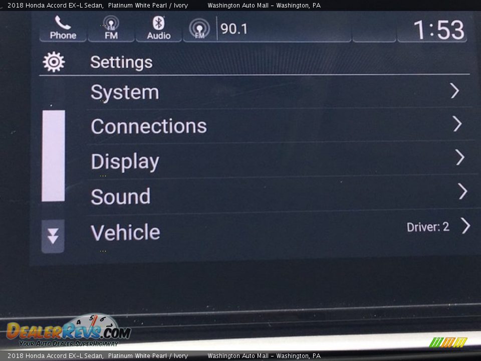 2018 Honda Accord EX-L Sedan Platinum White Pearl / Ivory Photo #19