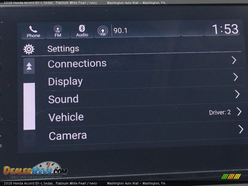 2018 Honda Accord EX-L Sedan Platinum White Pearl / Ivory Photo #20