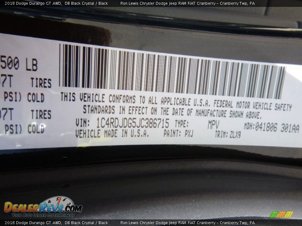 2018 Dodge Durango GT AWD DB Black Crystal / Black Photo #13