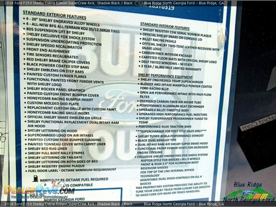 2018 Ford F150 Shelby Cobra Edition SuperCrew 4x4 Shadow Black / Black Photo #32