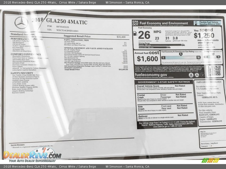 2018 Mercedes-Benz GLA 250 4Matic Cirrus White / Sahara Beige Photo #10