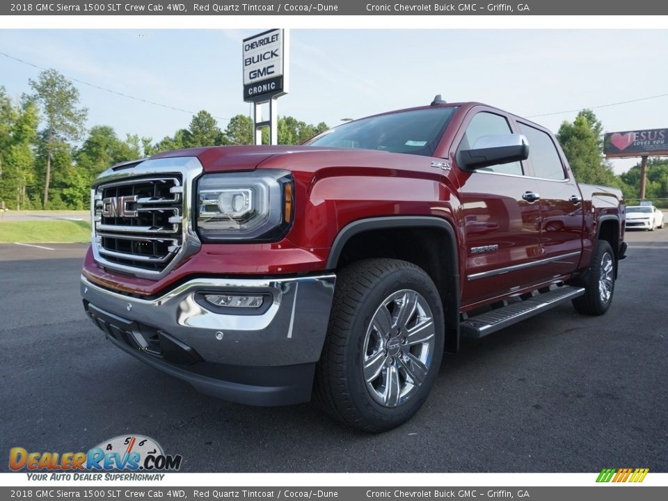 2018 GMC Sierra 1500 SLT Crew Cab 4WD Red Quartz Tintcoat / Cocoa/­Dune Photo #3