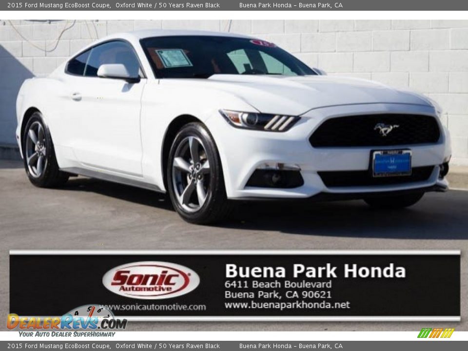 2015 Ford Mustang EcoBoost Coupe Oxford White / 50 Years Raven Black Photo #1