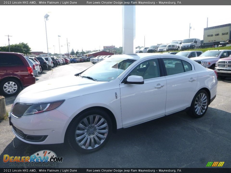 2013 Lincoln MKS AWD White Platinum / Light Dune Photo #1