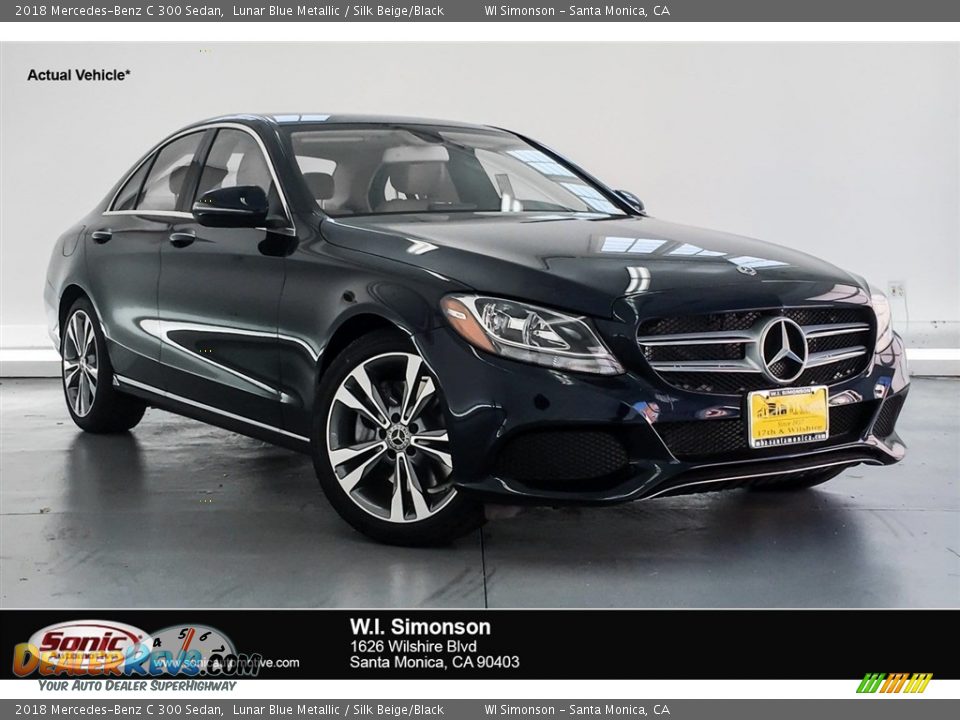 2018 Mercedes-Benz C 300 Sedan Lunar Blue Metallic / Silk Beige/Black Photo #1