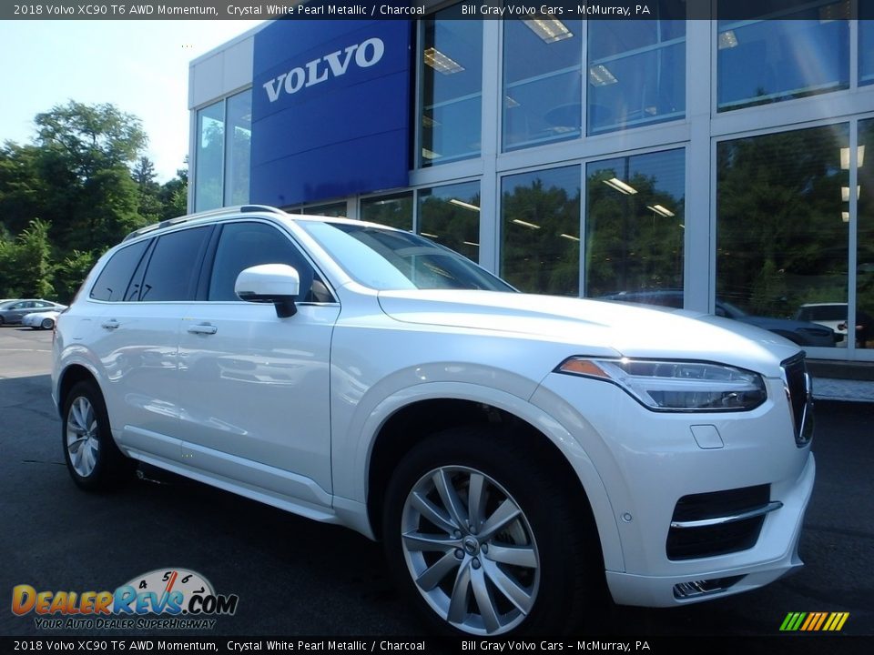 2018 Volvo XC90 T6 AWD Momentum Crystal White Pearl Metallic / Charcoal Photo #1
