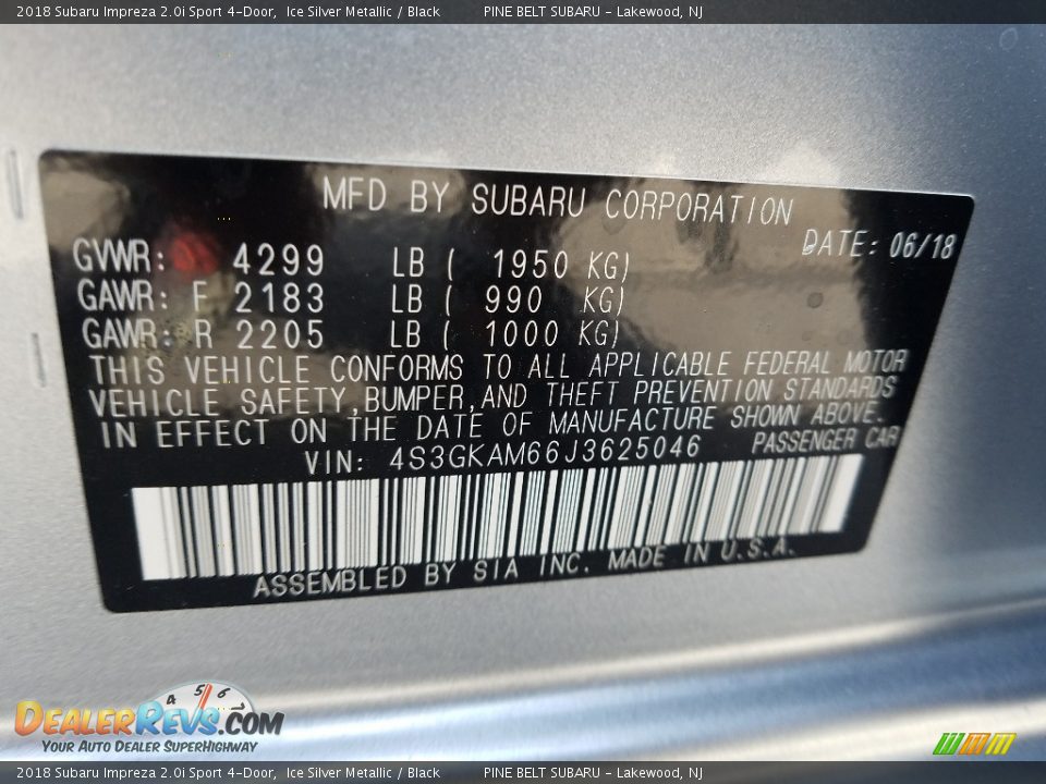 2018 Subaru Impreza 2.0i Sport 4-Door Ice Silver Metallic / Black Photo #9