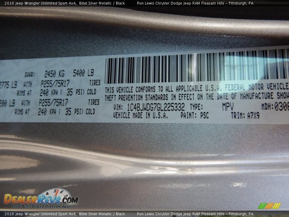 2016 Jeep Wrangler Unlimited Sport 4x4 Billet Silver Metallic / Black Photo #16
