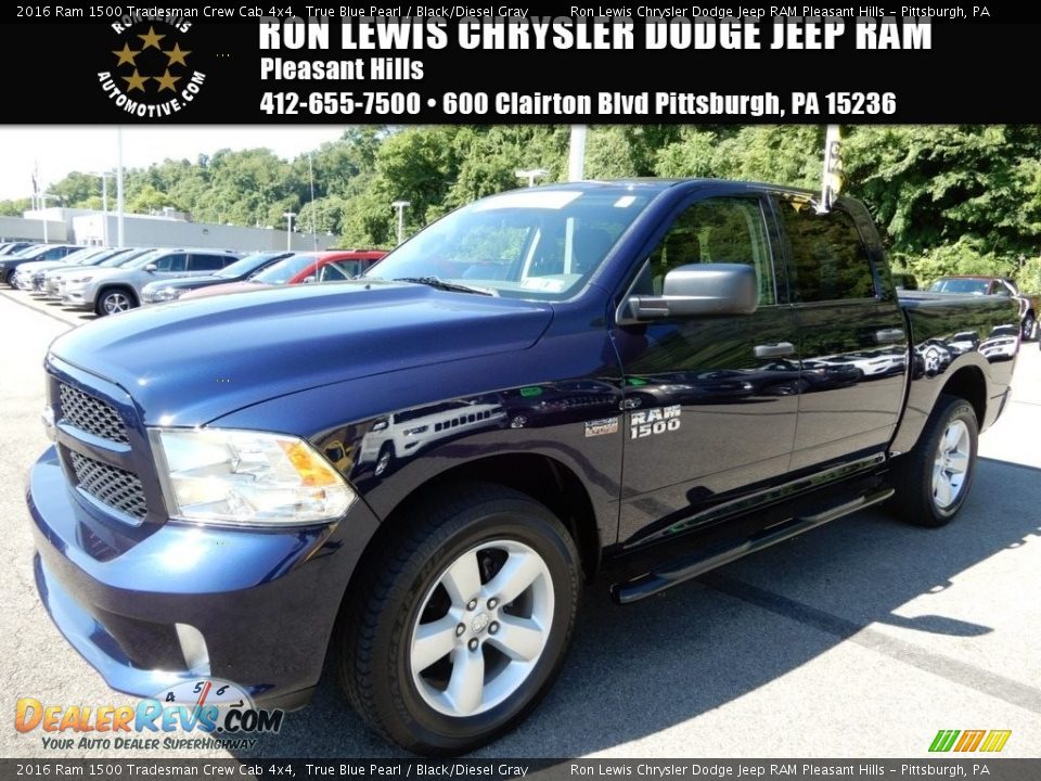 2016 Ram 1500 Tradesman Crew Cab 4x4 True Blue Pearl / Black/Diesel Gray Photo #1