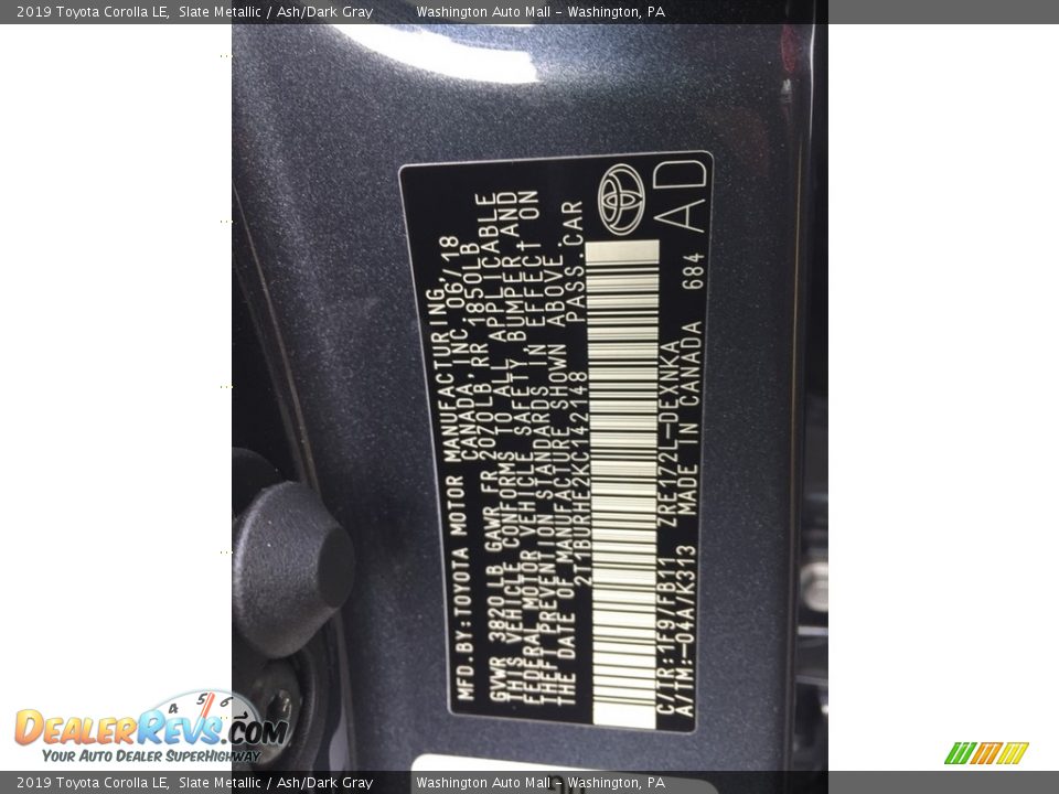 2019 Toyota Corolla LE Slate Metallic / Ash/Dark Gray Photo #22