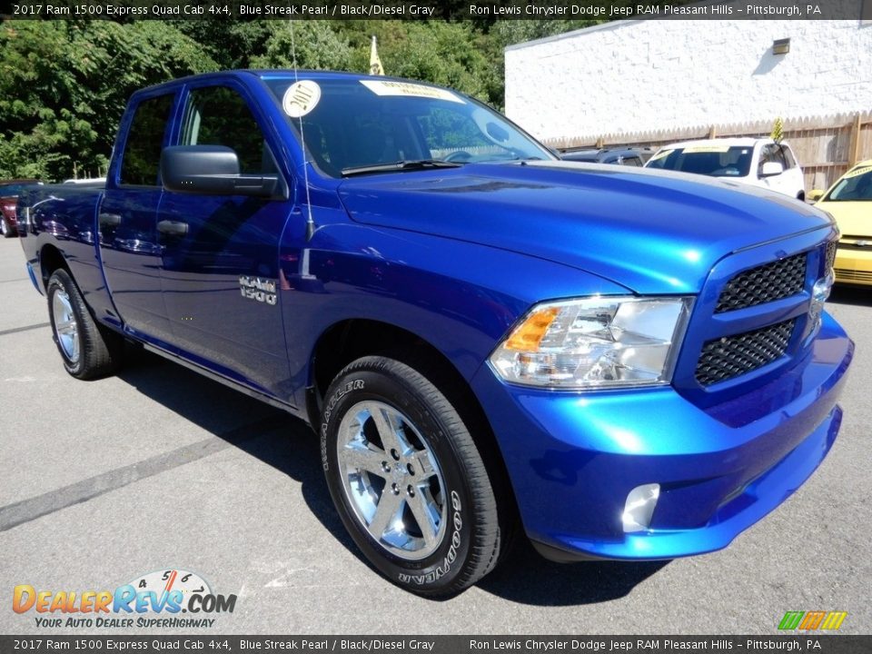 2017 Ram 1500 Express Quad Cab 4x4 Blue Streak Pearl / Black/Diesel Gray Photo #7