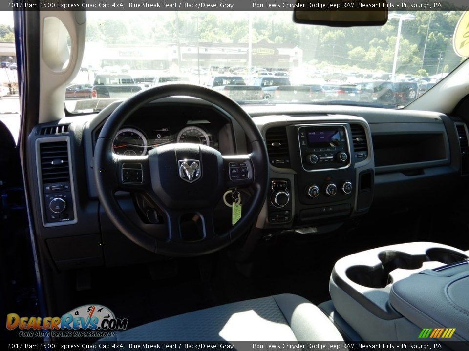 2017 Ram 1500 Express Quad Cab 4x4 Blue Streak Pearl / Black/Diesel Gray Photo #14