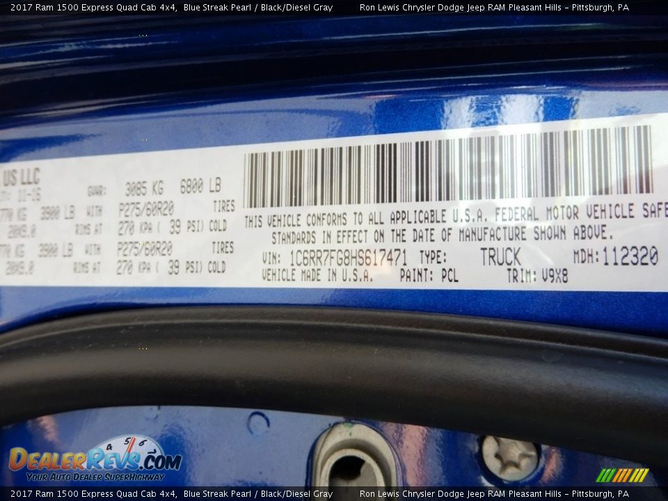 2017 Ram 1500 Express Quad Cab 4x4 Blue Streak Pearl / Black/Diesel Gray Photo #16
