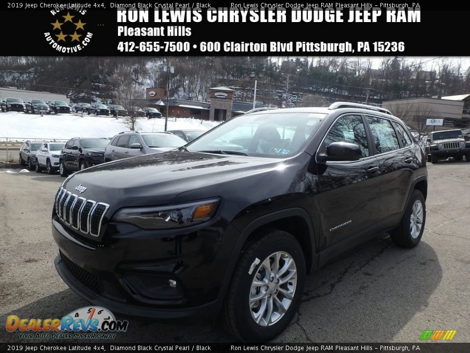 2019 Jeep Cherokee Latitude 4x4 Diamond Black Crystal Pearl / Black Photo #1