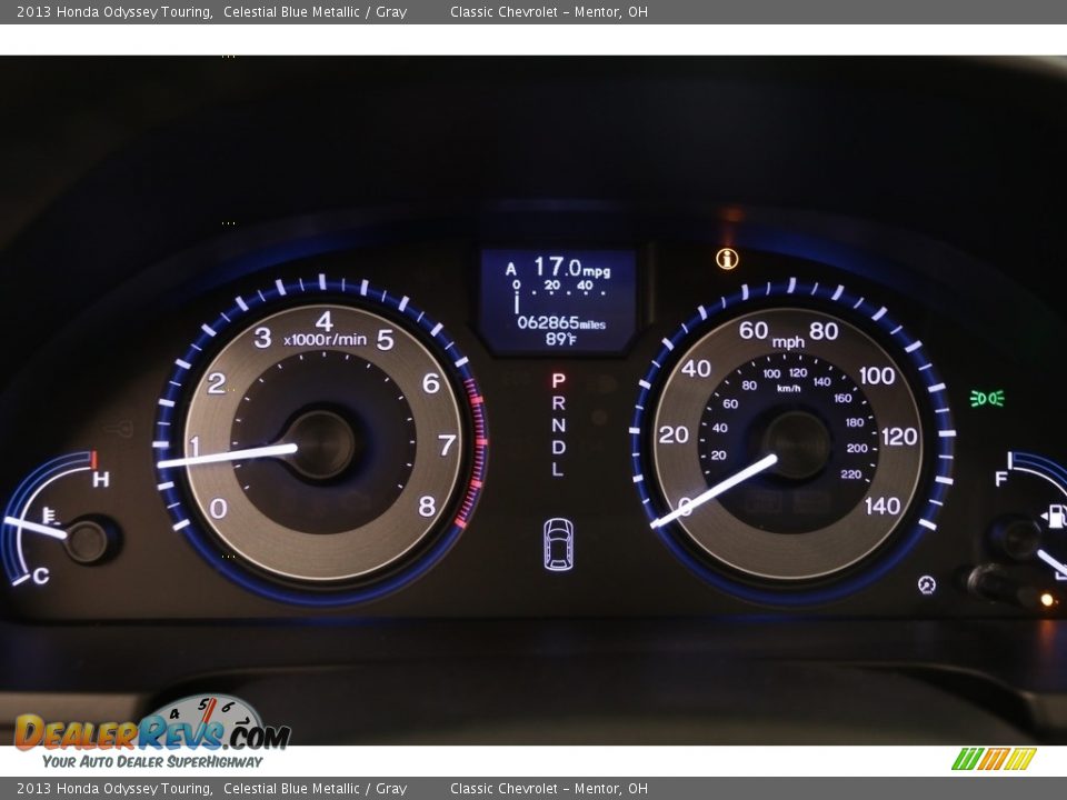 2013 Honda Odyssey Touring Celestial Blue Metallic / Gray Photo #9