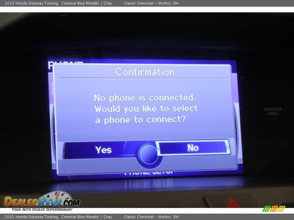 2013 Honda Odyssey Touring Celestial Blue Metallic / Gray Photo #12