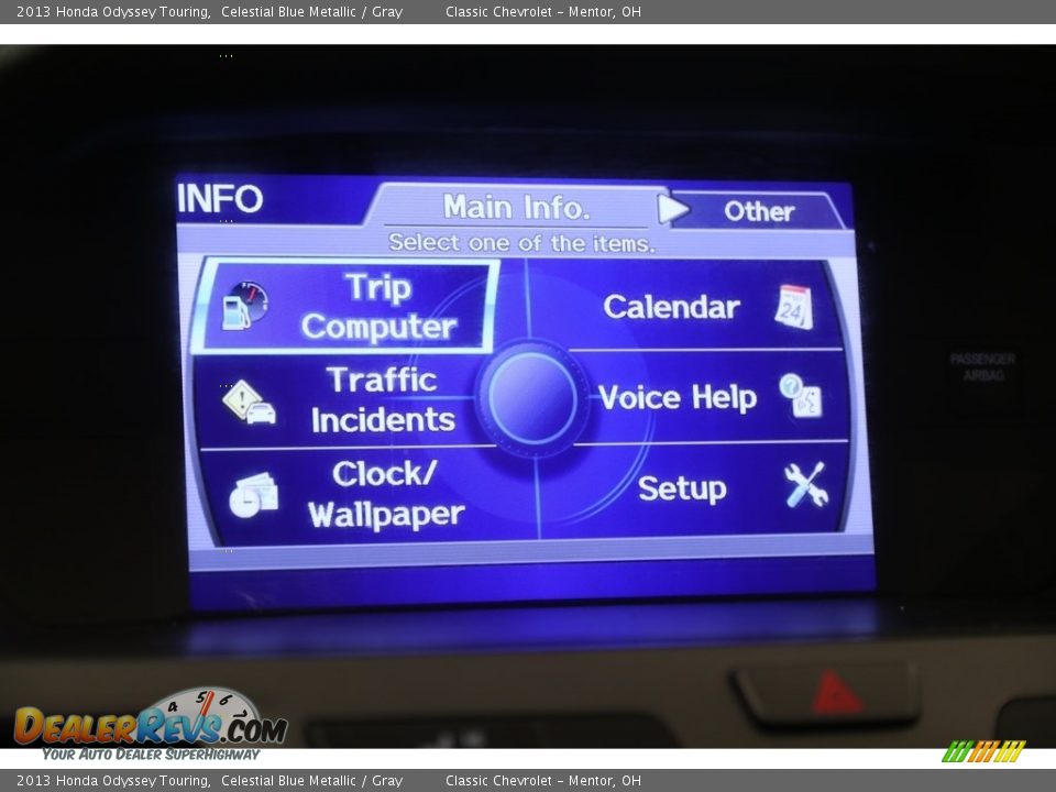 2013 Honda Odyssey Touring Celestial Blue Metallic / Gray Photo #13