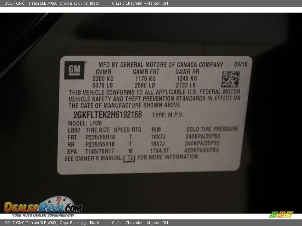 2017 GMC Terrain SLE AWD Onyx Black / Jet Black Photo #17