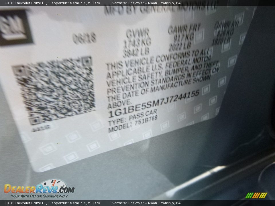 2018 Chevrolet Cruze LT Pepperdust Metallic / Jet Black Photo #16