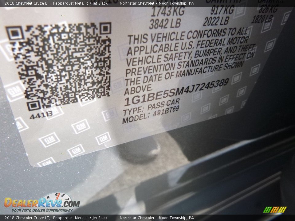 2018 Chevrolet Cruze LT Pepperdust Metallic / Jet Black Photo #15