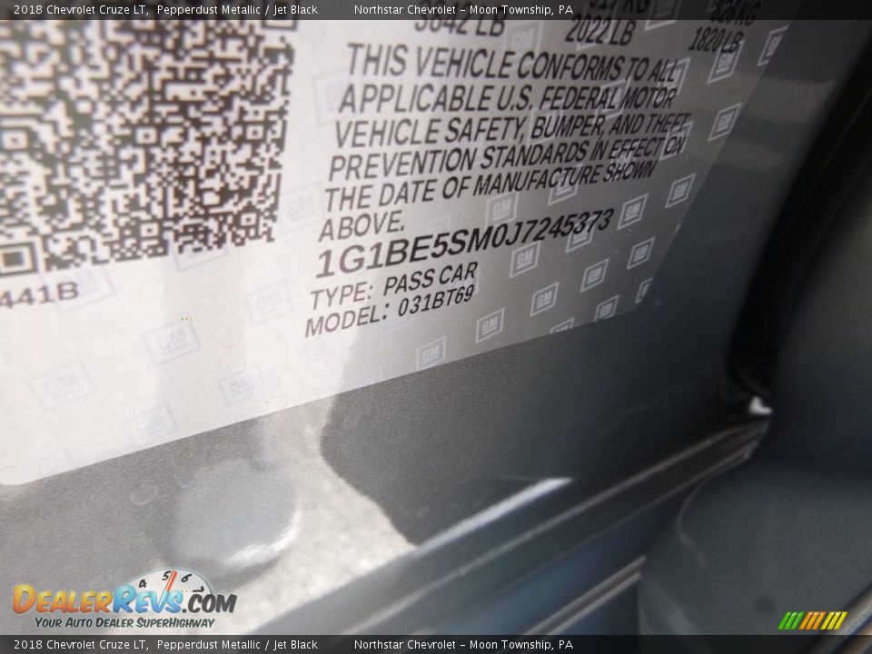 2018 Chevrolet Cruze LT Pepperdust Metallic / Jet Black Photo #17