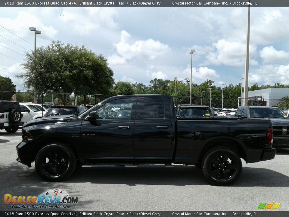 2018 Ram 1500 Express Quad Cab 4x4 Brilliant Black Crystal Pearl / Black/Diesel Gray Photo #2