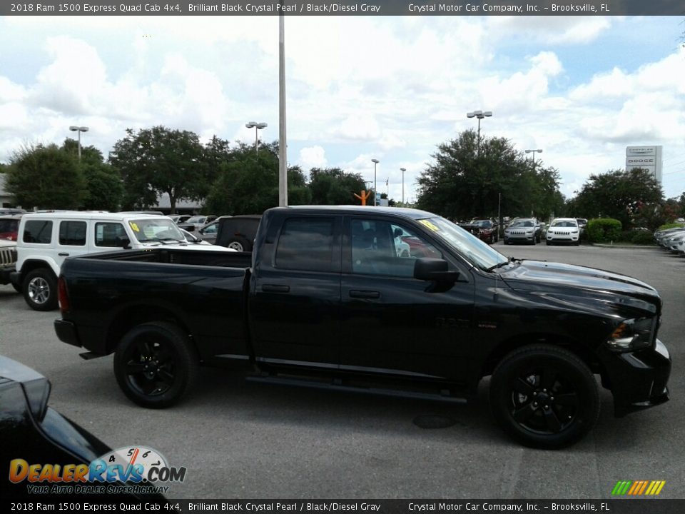 2018 Ram 1500 Express Quad Cab 4x4 Brilliant Black Crystal Pearl / Black/Diesel Gray Photo #6