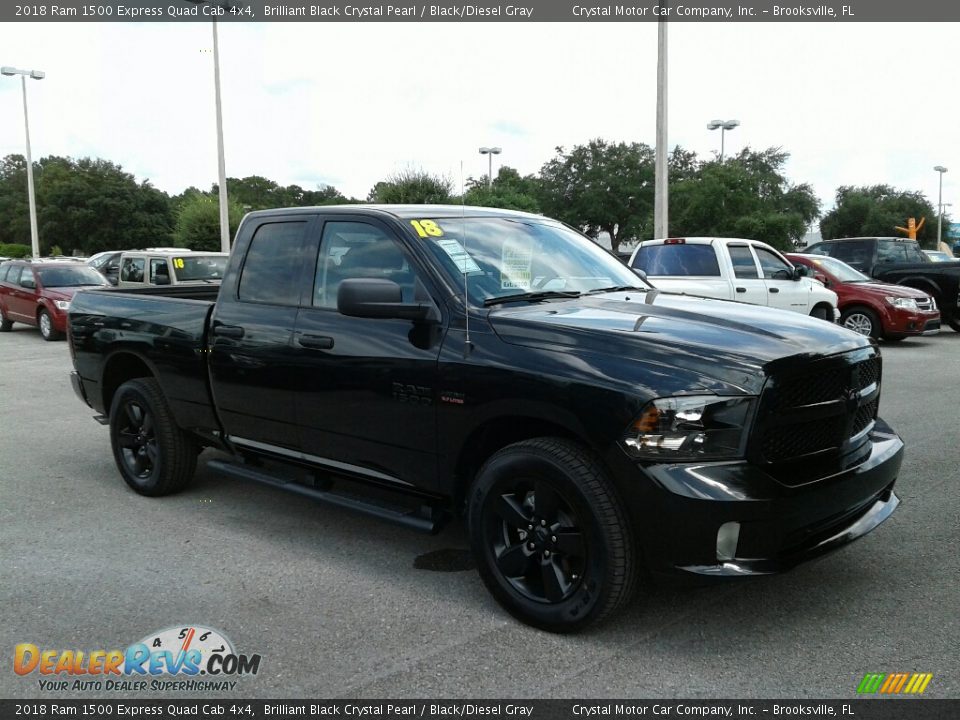 2018 Ram 1500 Express Quad Cab 4x4 Brilliant Black Crystal Pearl / Black/Diesel Gray Photo #7