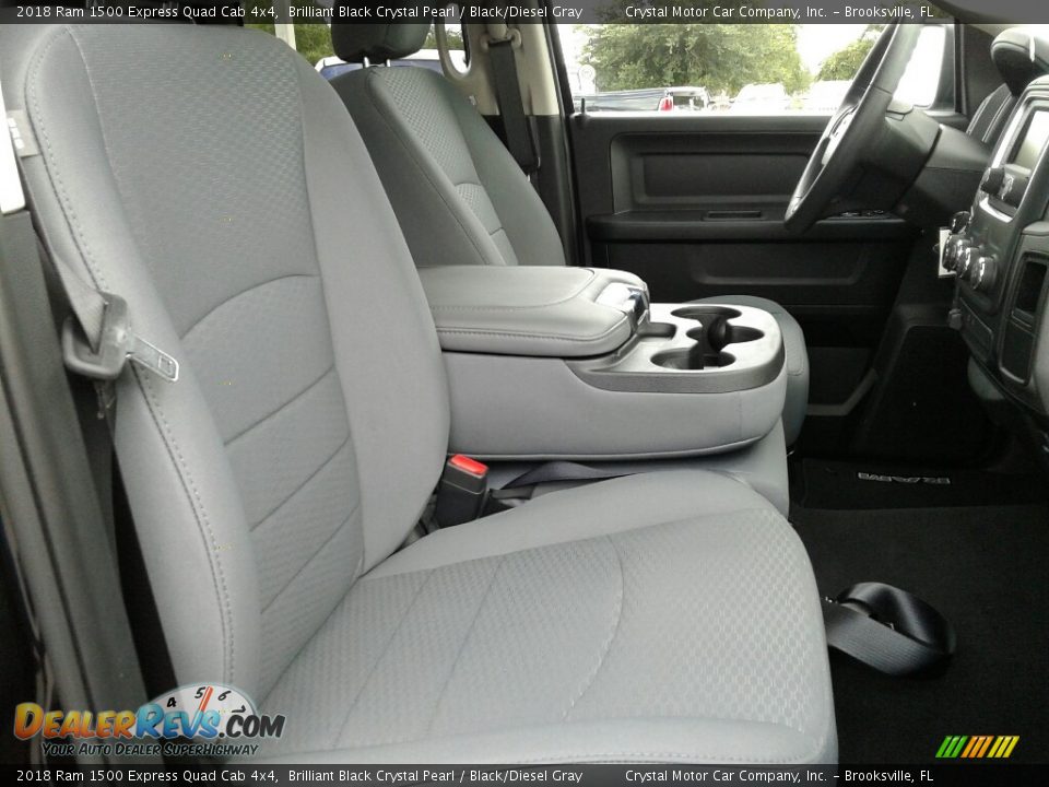 2018 Ram 1500 Express Quad Cab 4x4 Brilliant Black Crystal Pearl / Black/Diesel Gray Photo #12