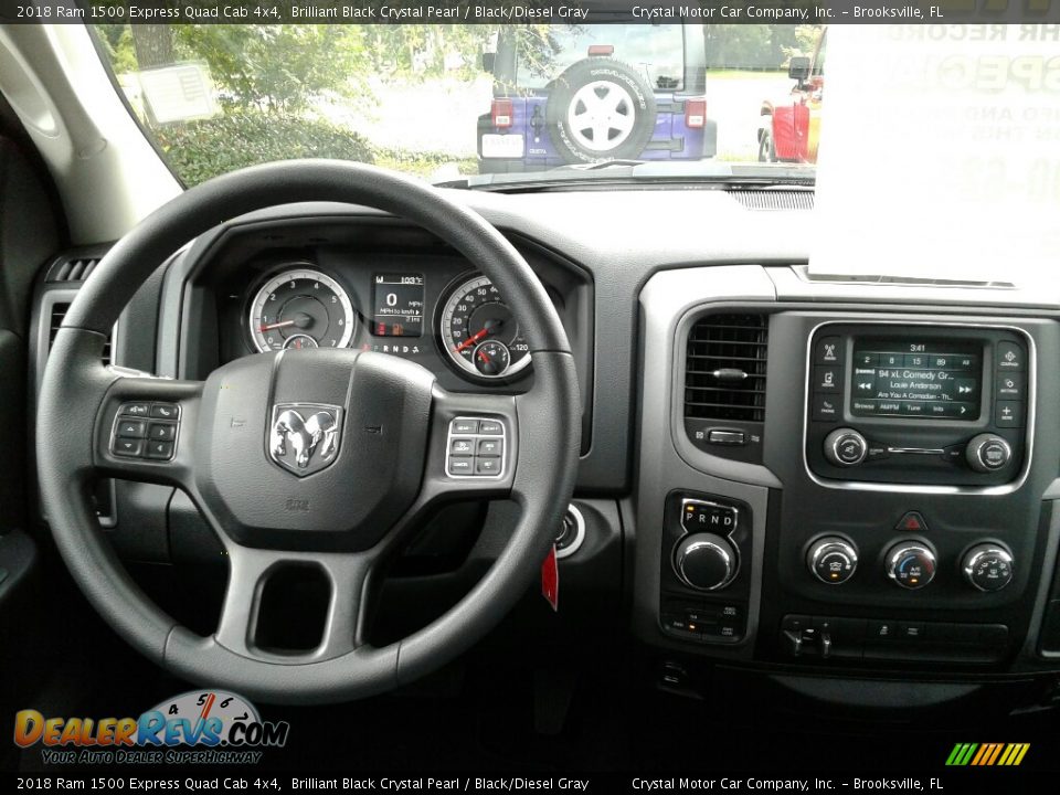 2018 Ram 1500 Express Quad Cab 4x4 Brilliant Black Crystal Pearl / Black/Diesel Gray Photo #13