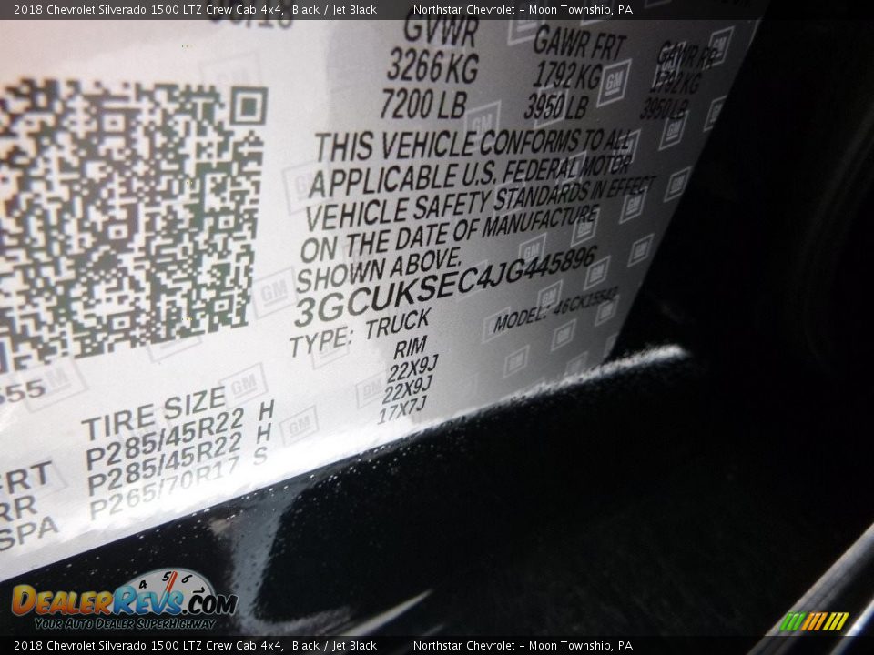 2018 Chevrolet Silverado 1500 LTZ Crew Cab 4x4 Black / Jet Black Photo #16