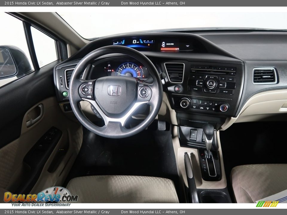 2015 Honda Civic LX Sedan Alabaster Silver Metallic / Gray Photo #14