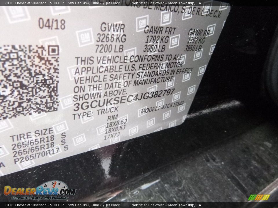 2018 Chevrolet Silverado 1500 LTZ Crew Cab 4x4 Black / Jet Black Photo #14