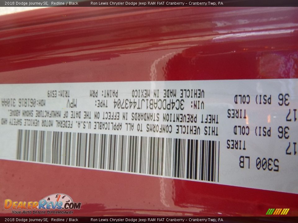2018 Dodge Journey SE Redline / Black Photo #17
