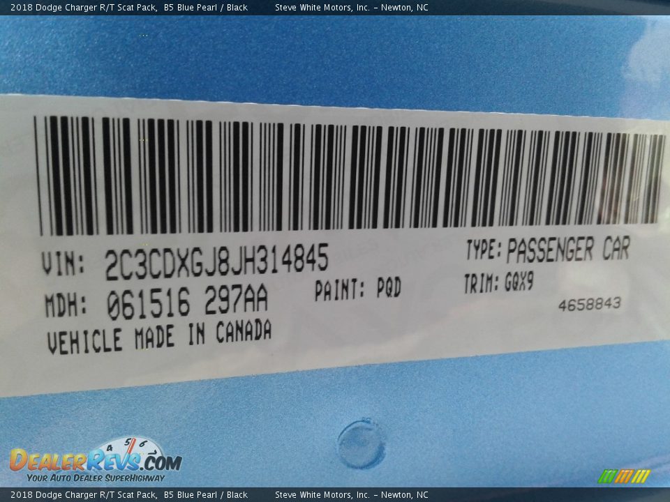 2018 Dodge Charger R/T Scat Pack B5 Blue Pearl / Black Photo #33
