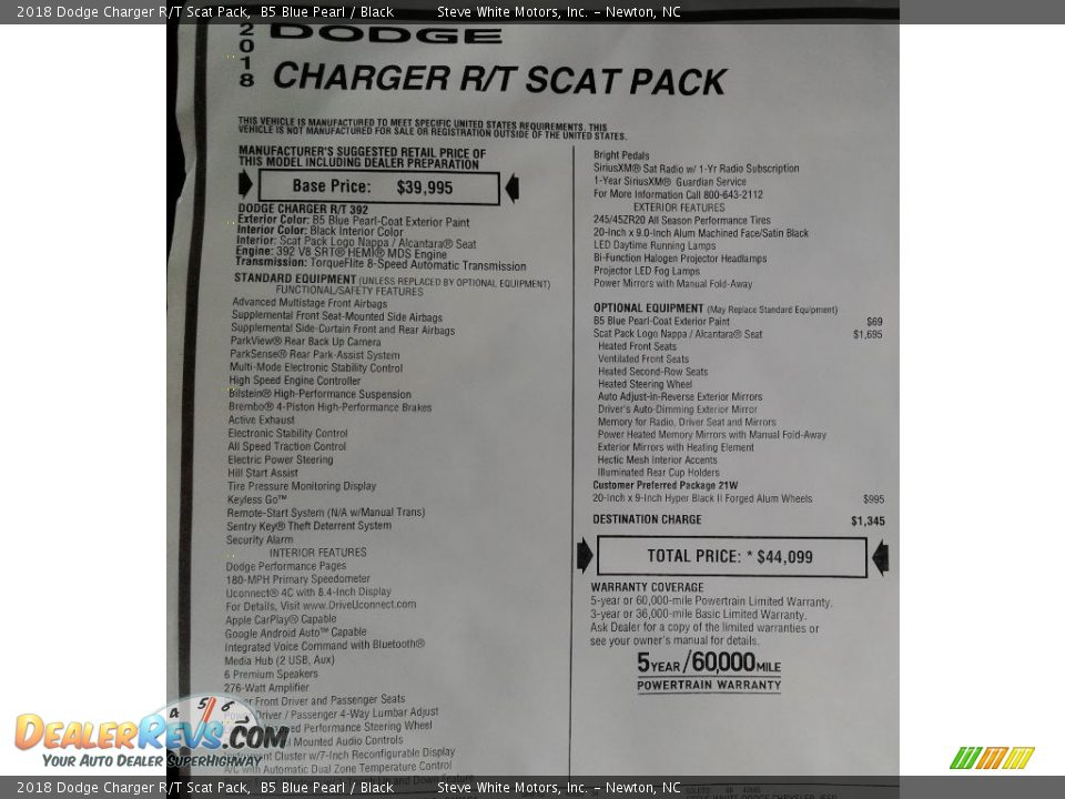 2018 Dodge Charger R/T Scat Pack B5 Blue Pearl / Black Photo #34