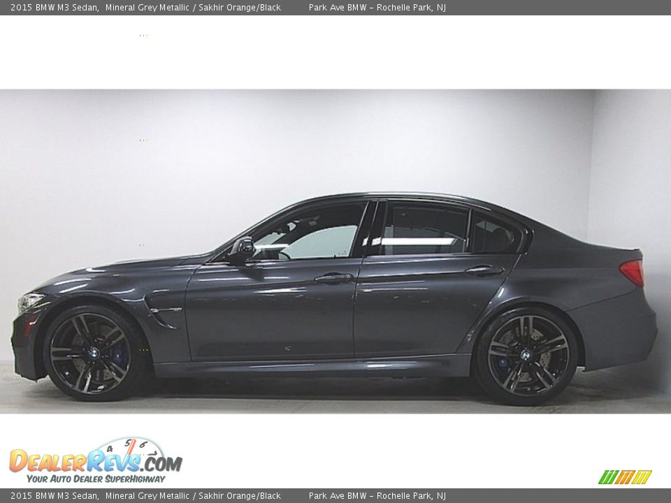 2015 BMW M3 Sedan Mineral Grey Metallic / Sakhir Orange/Black Photo #2