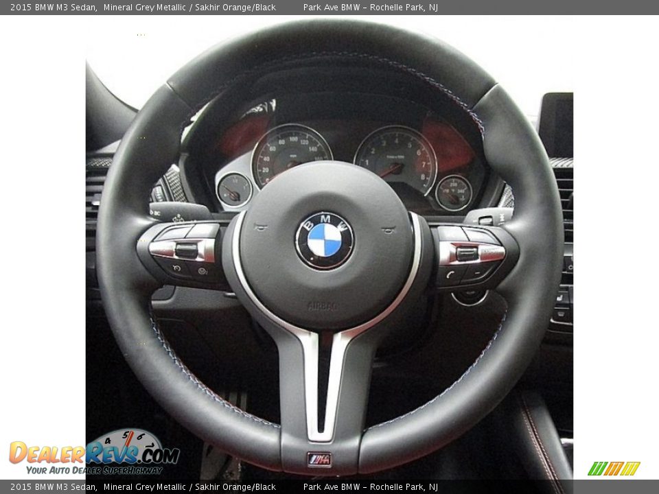 2015 BMW M3 Sedan Mineral Grey Metallic / Sakhir Orange/Black Photo #26