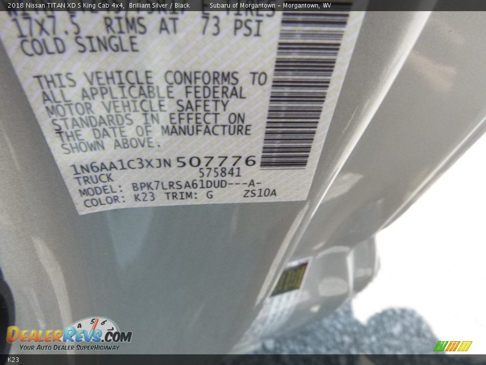 Nissan Color Code K23 Brilliant Silver