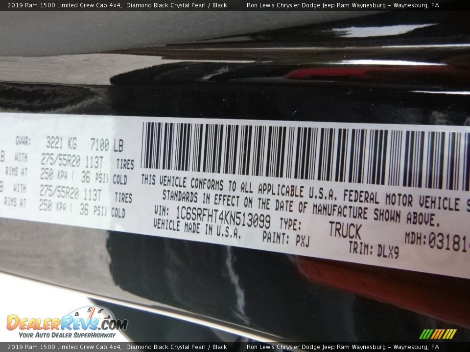 2019 Ram 1500 Limited Crew Cab 4x4 Diamond Black Crystal Pearl / Black Photo #16