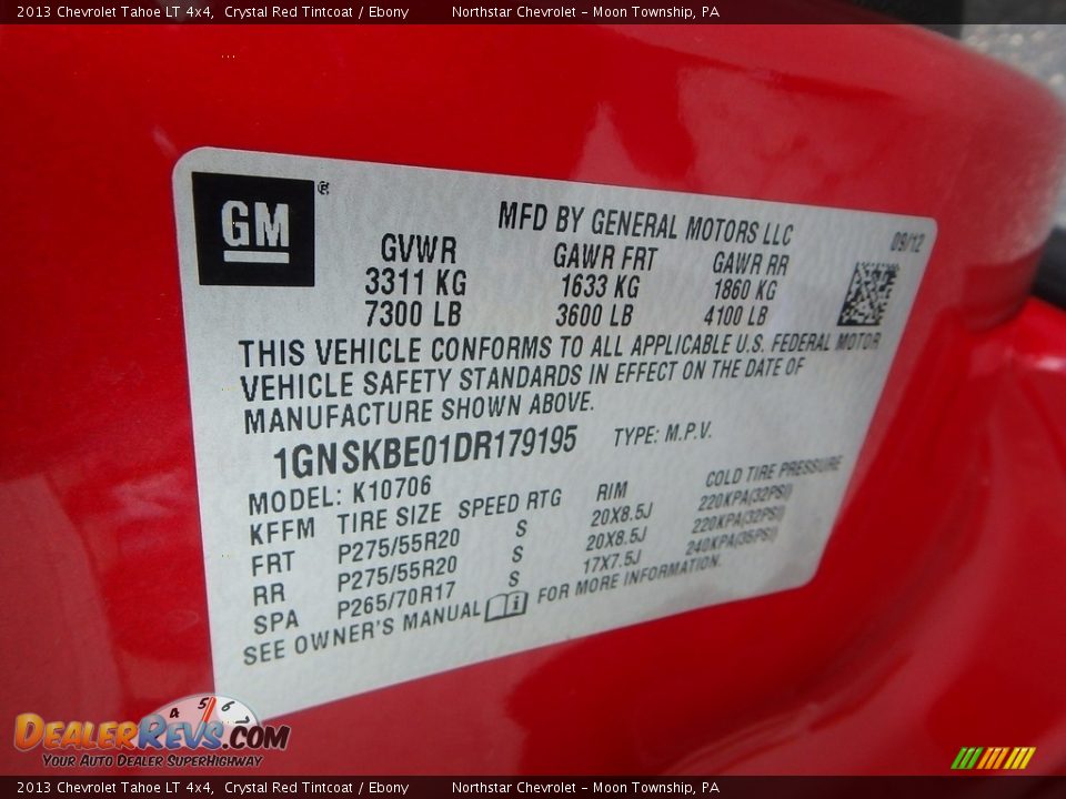 2013 Chevrolet Tahoe LT 4x4 Crystal Red Tintcoat / Ebony Photo #29
