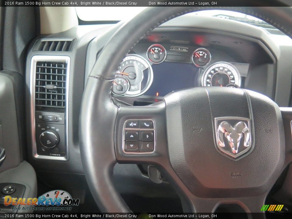 2016 Ram 1500 Big Horn Crew Cab 4x4 Bright White / Black/Diesel Gray Photo #12