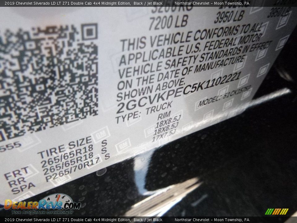 2019 Chevrolet Silverado LD LT Z71 Double Cab 4x4 Midnight Edition Black / Jet Black Photo #17