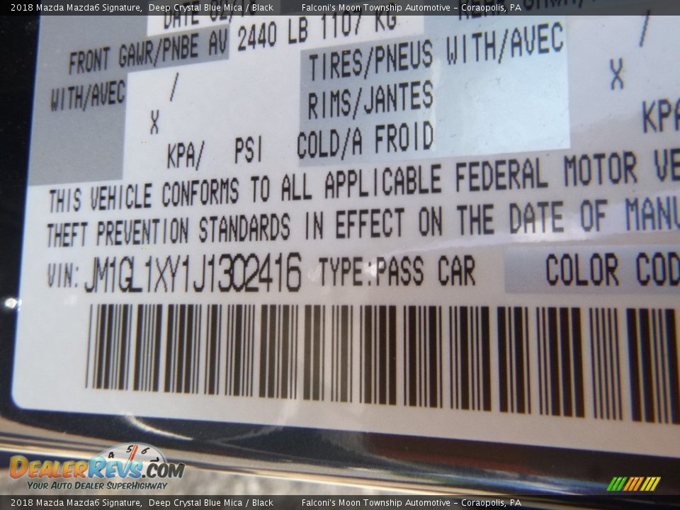 2018 Mazda Mazda6 Signature Deep Crystal Blue Mica / Black Photo #12