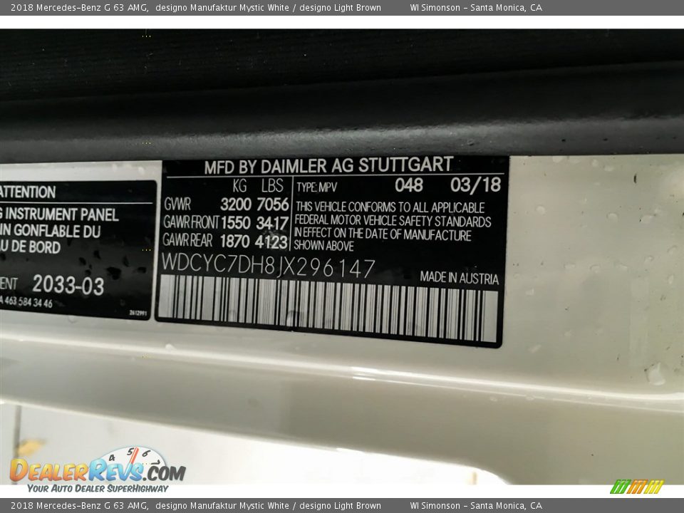 2018 Mercedes-Benz G 63 AMG designo Manufaktur Mystic White / designo Light Brown Photo #23