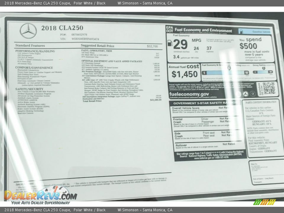 2018 Mercedes-Benz CLA 250 Coupe Polar White / Black Photo #10