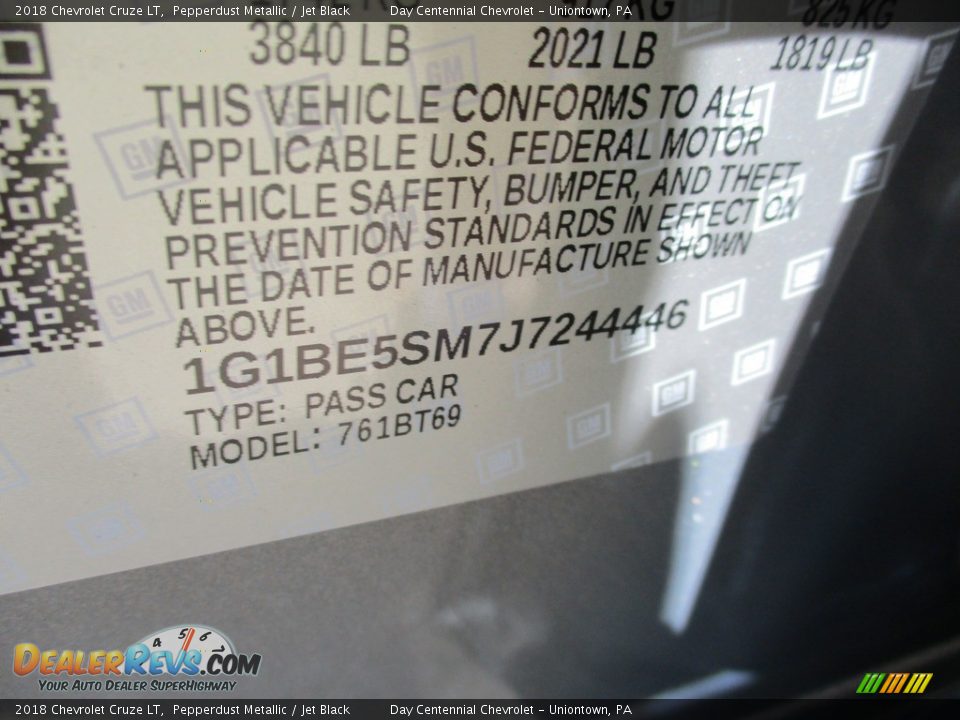 2018 Chevrolet Cruze LT Pepperdust Metallic / Jet Black Photo #15