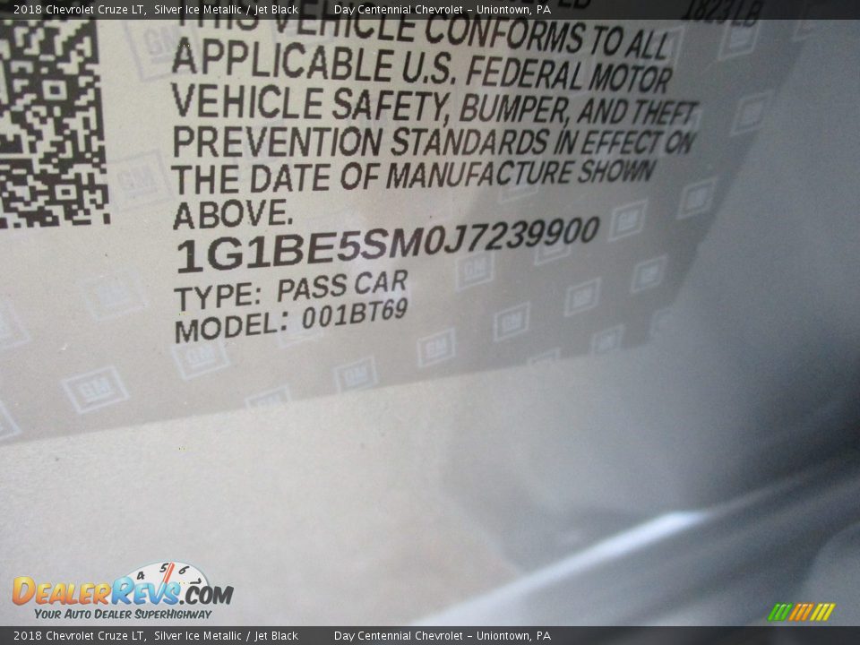 2018 Chevrolet Cruze LT Silver Ice Metallic / Jet Black Photo #15